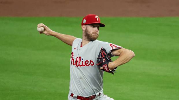 Philadelphia Phillies SP Zack Wheeler pitching in World Series